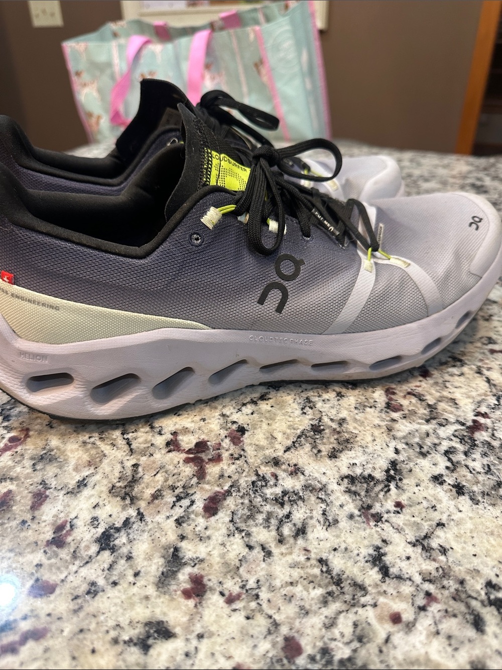On Running Men's Athletic Shoes in Gray and Black with Neon Accents Mens S13